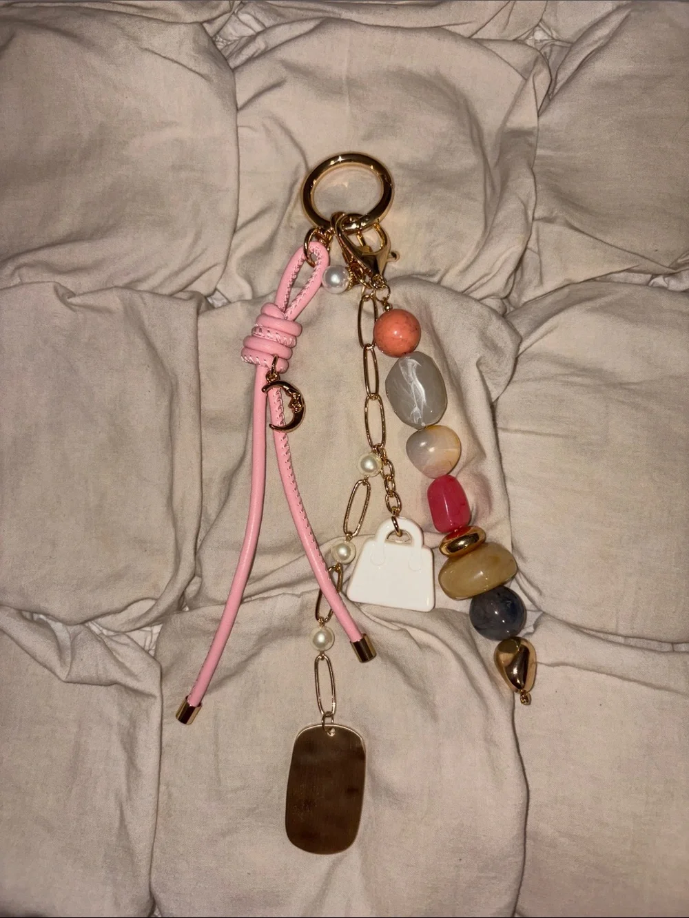 Free People Pink Cord and Handbag Charm Bag Charm Keyring